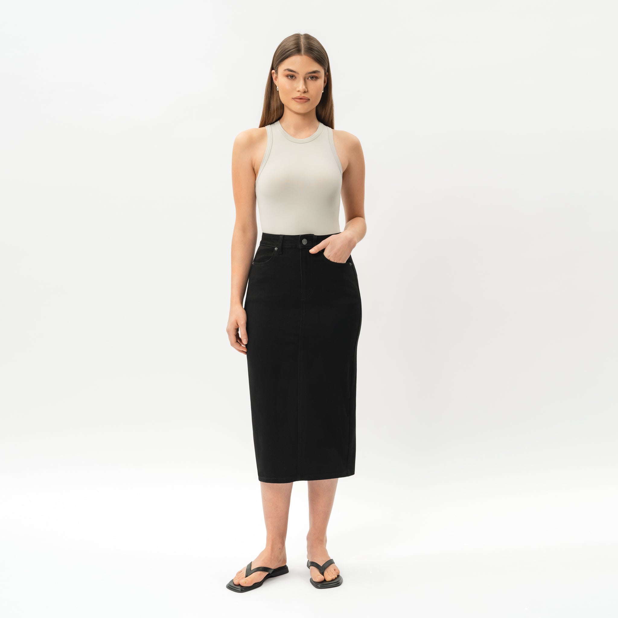 Stretchy ComfortDenim™ Skirt - Ninepine