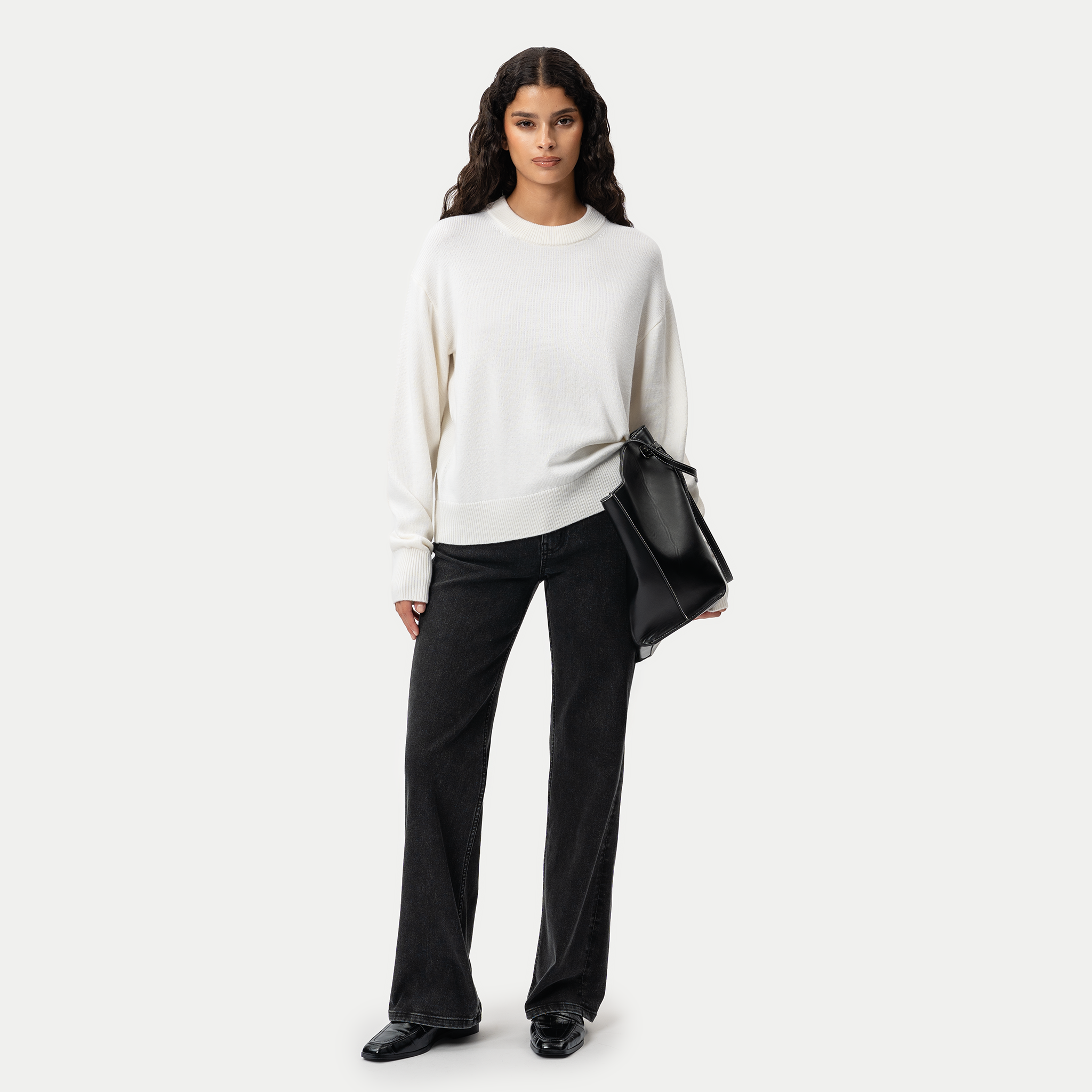 Lambswool Crewneck Sweater - Off White - Ninepine