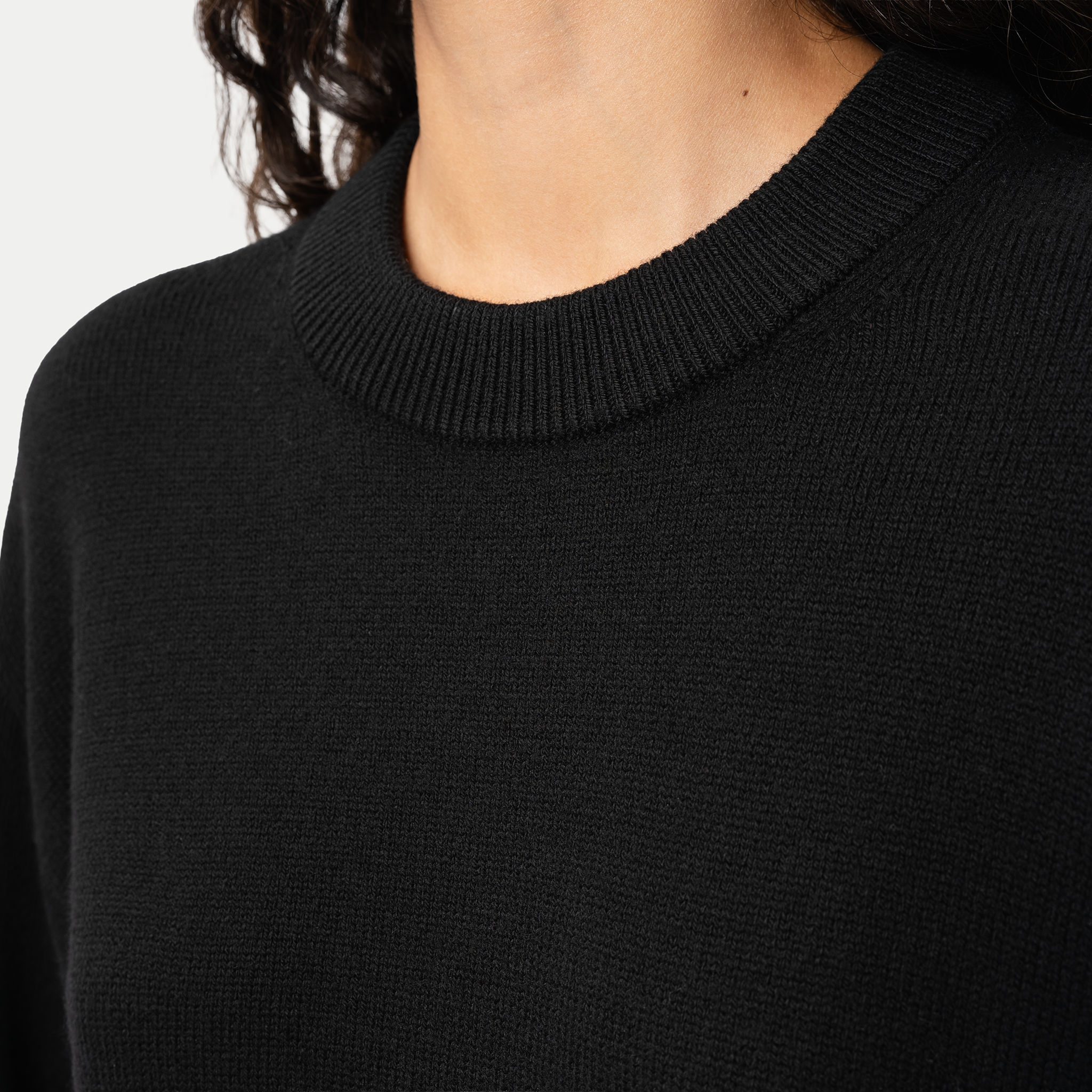 Lambswool Crewneck Sweater - Black - Ninepine