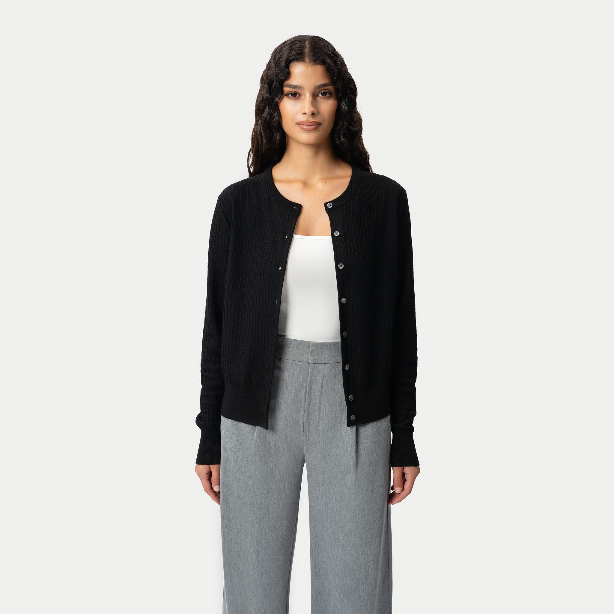 Merino Cardigan - Black - Ninepine