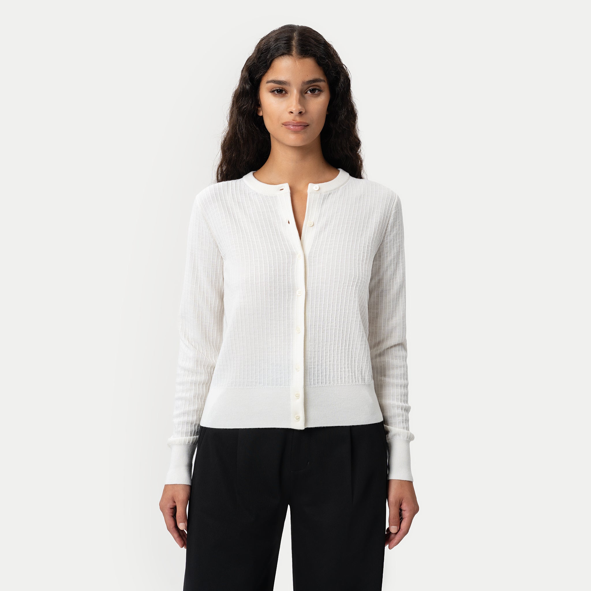 Merino Cardigan - Off-white - Ninepine