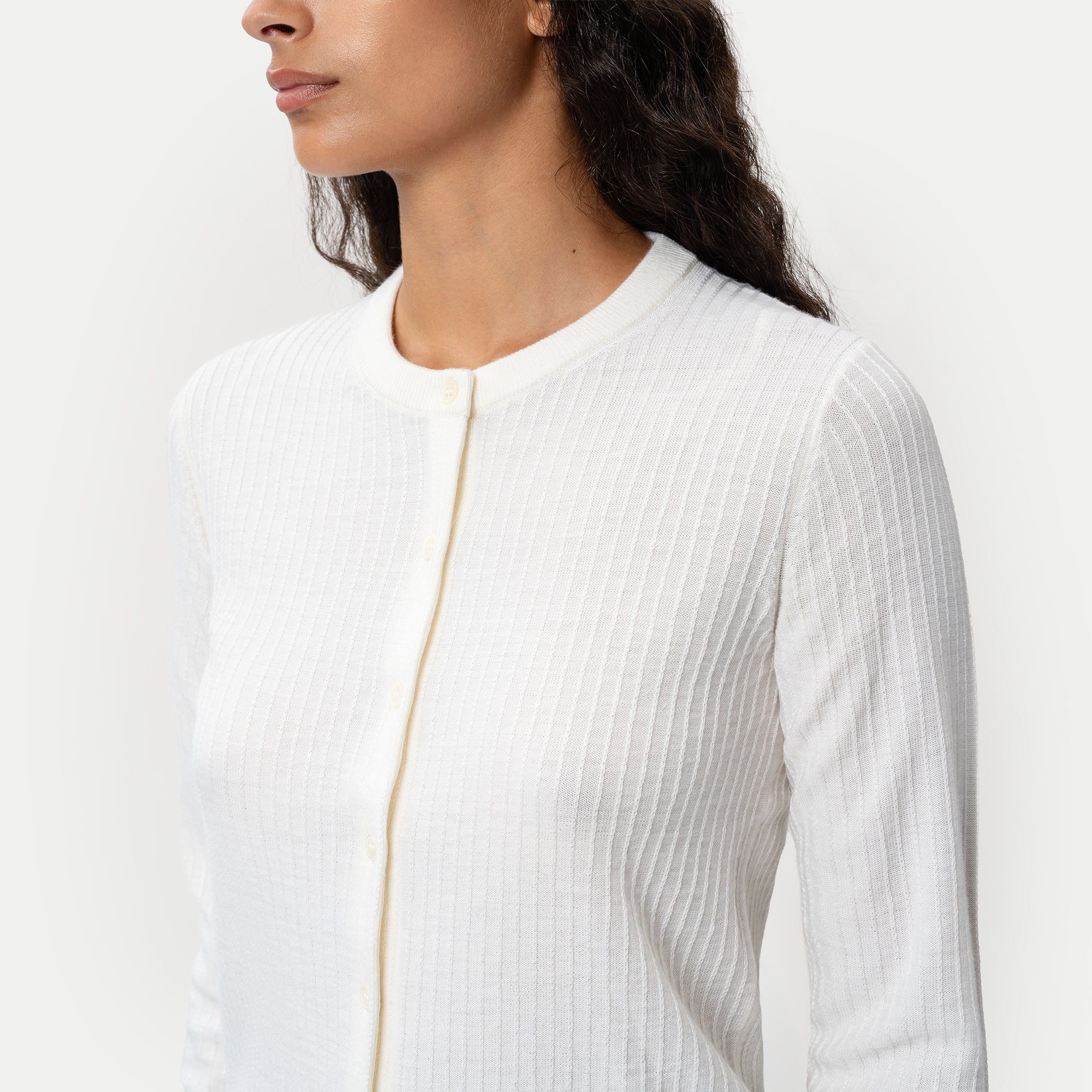 Merino Cardigan - Off-white - Ninepine