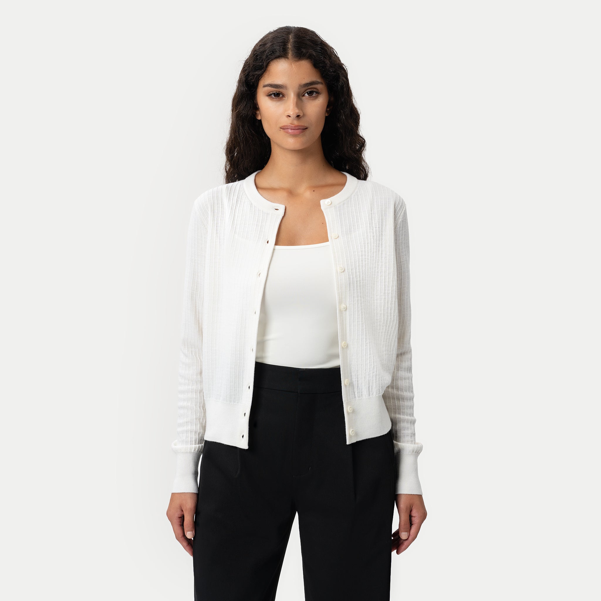 Merino Cardigan - Off-white - Ninepine