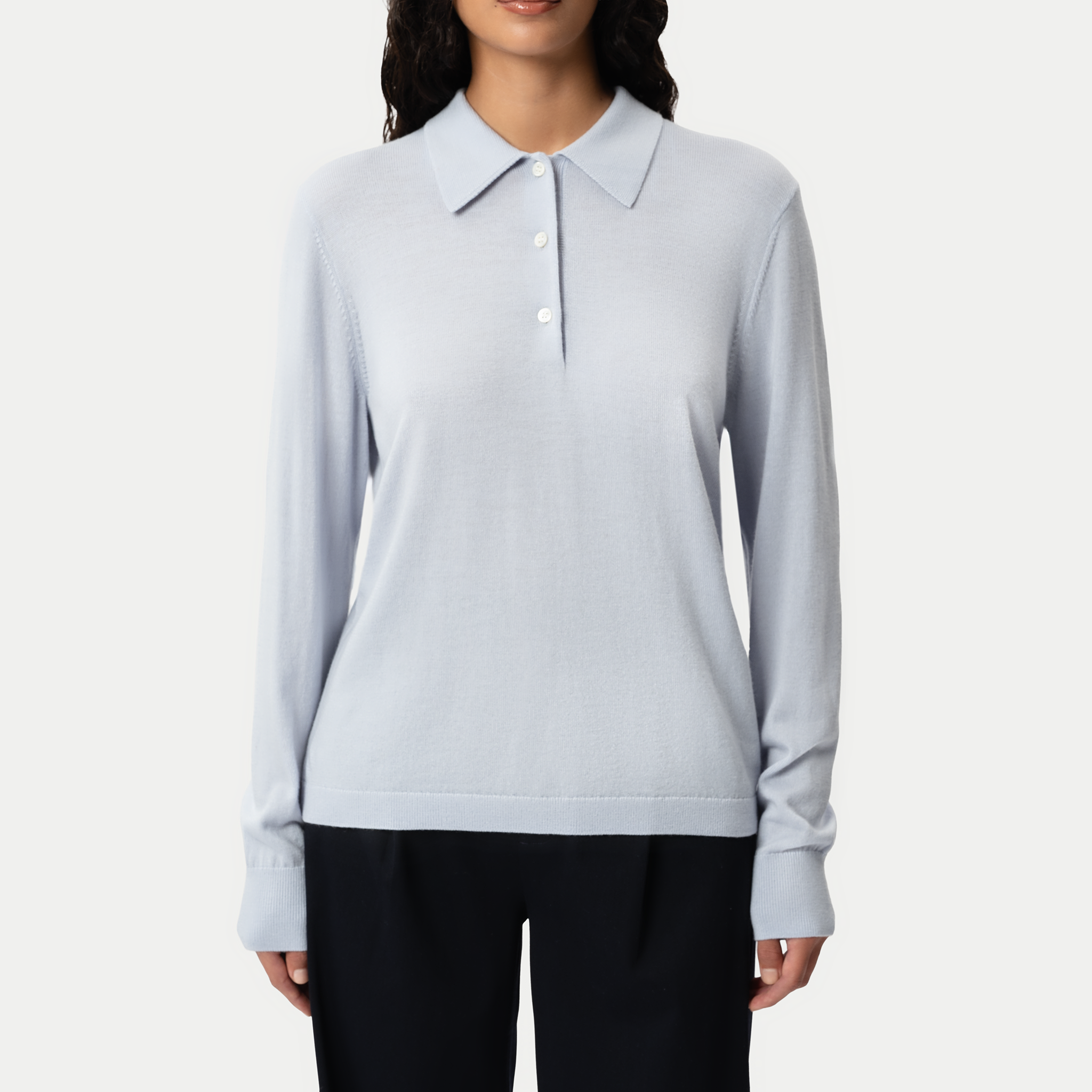 Merino Polo Shirt - Light Blue - Ninepine